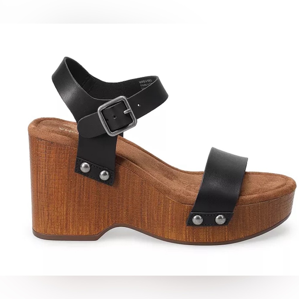 NEW Sonoma Goods For Life® Florella Women's Wedge Sandals in Black size 8.5 NWT